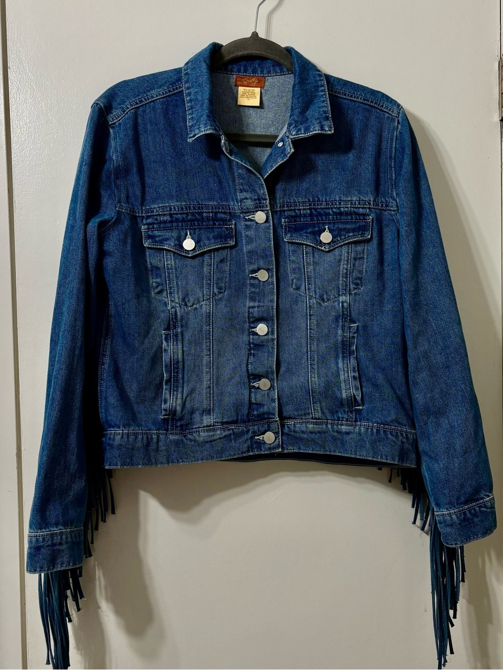 Classic Blue Denim Scully Jacket with Fringe